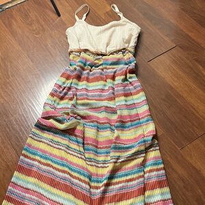 As U Wish Cream and Multicolor Striped Maxi Dress
